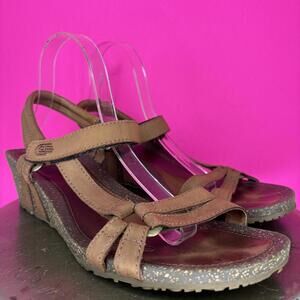 Teva Ventura Cork Wedge 2 Railto Brown Leather Sandal Sz 11